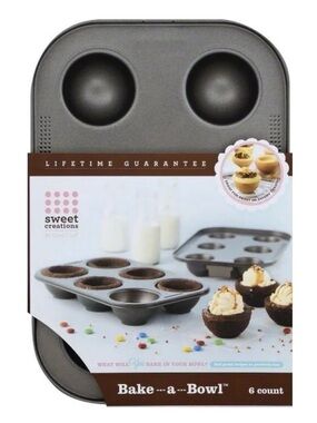 Sweet Creations Bake-a-Bowl Nonstick Baking Pan - Black (6-Count)